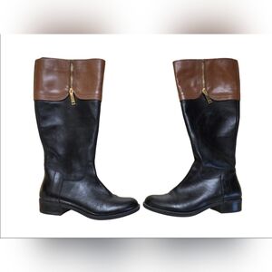 Tommy Hilfiger Low Heeled Black & Tan Riding Boots Size 7 EUC